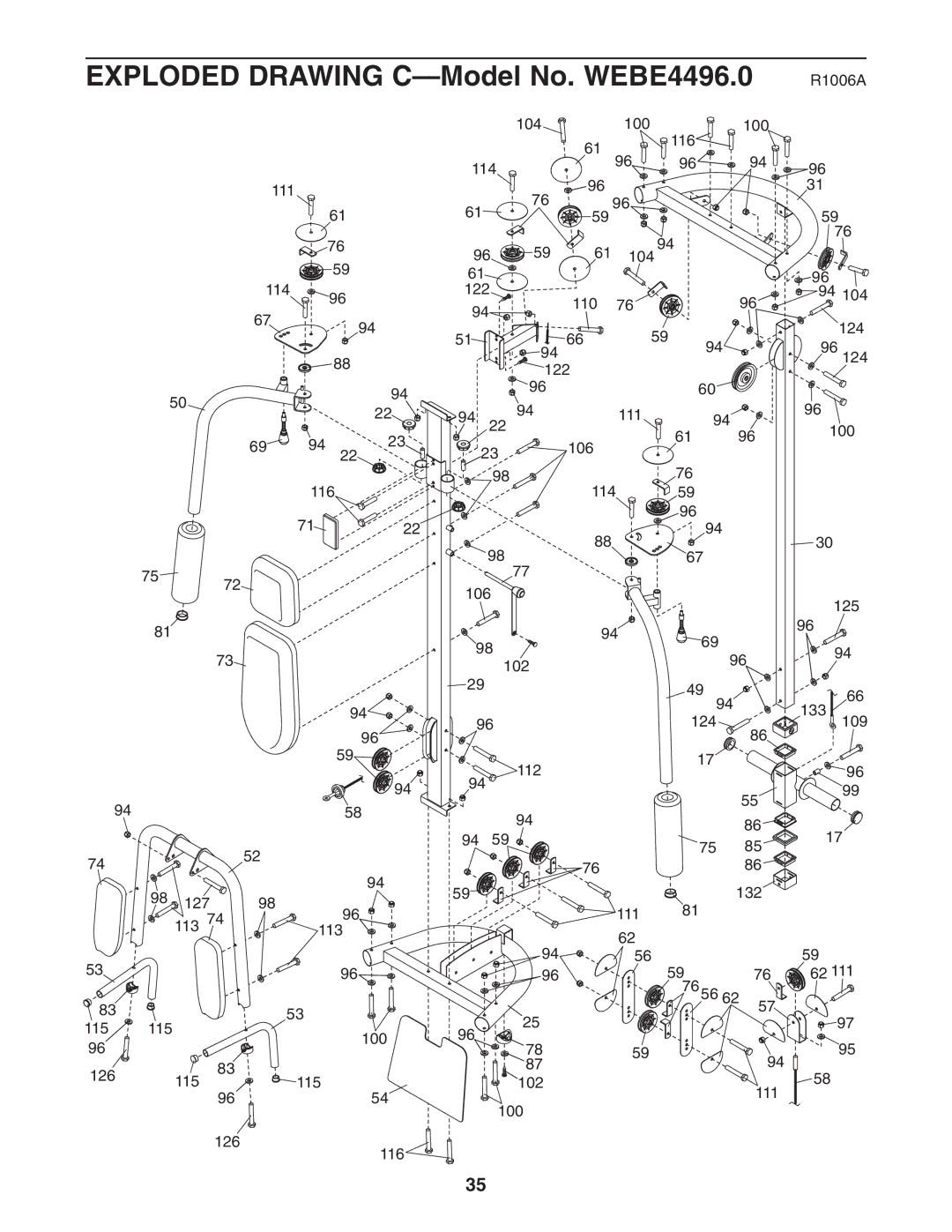 Weider user manual Exploded Drawing C-Model No. WEBE4496.0 