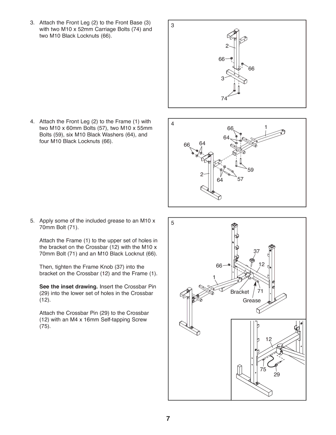 Weider 240 TC, WEEVBE1409.0 manual See the inset drawing. Insert the Crossbar Pin 