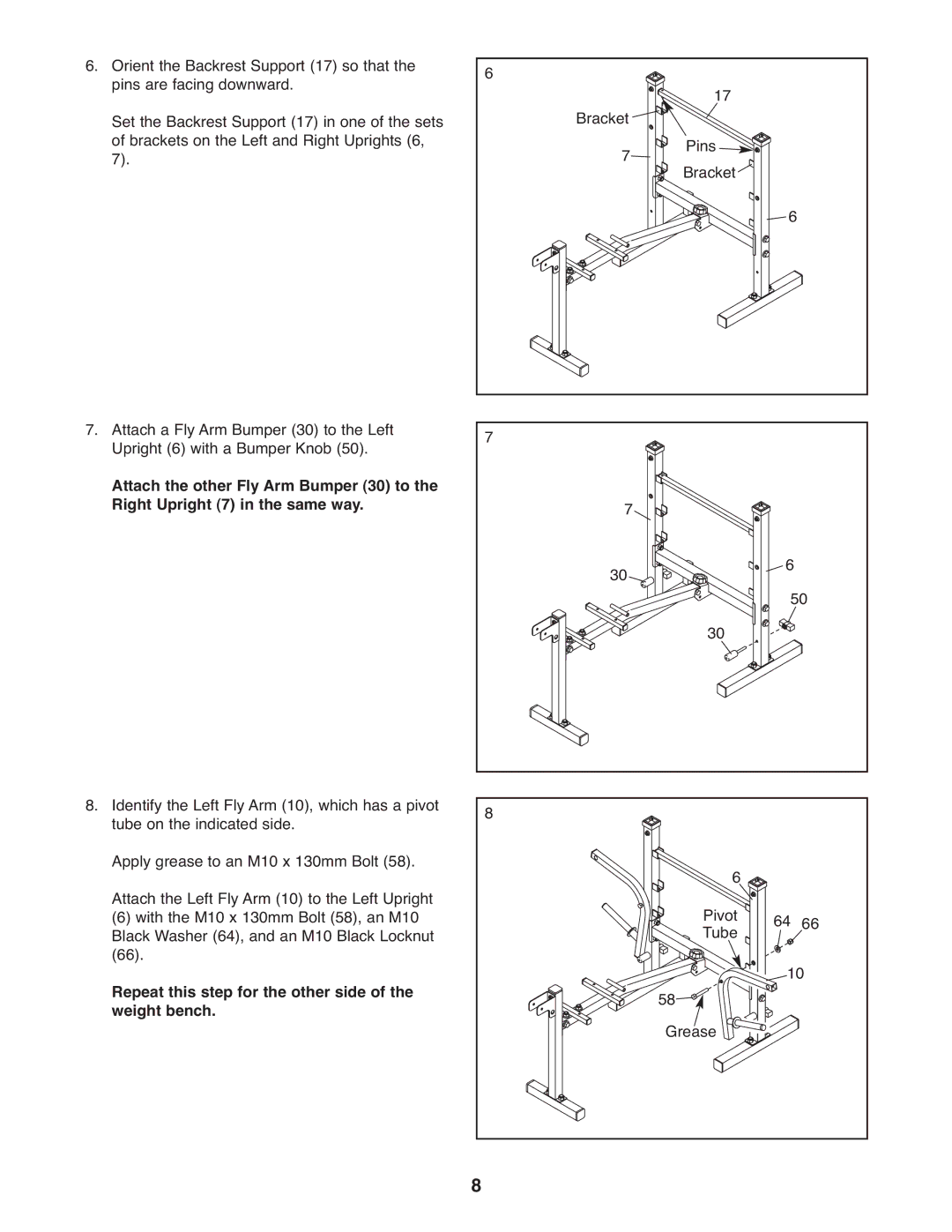 Weider WEEVBE1409.0, 240 TC manual Repeat this step for the other side of the weight bench 