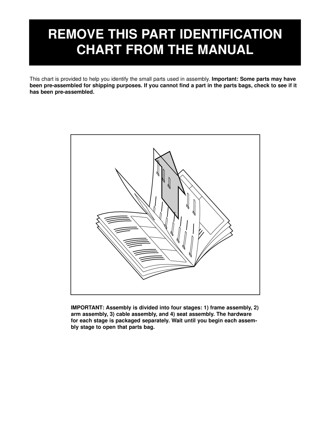 Weider WEEVSY87210 user manual Remove this Part Identification Chart from the Manual 