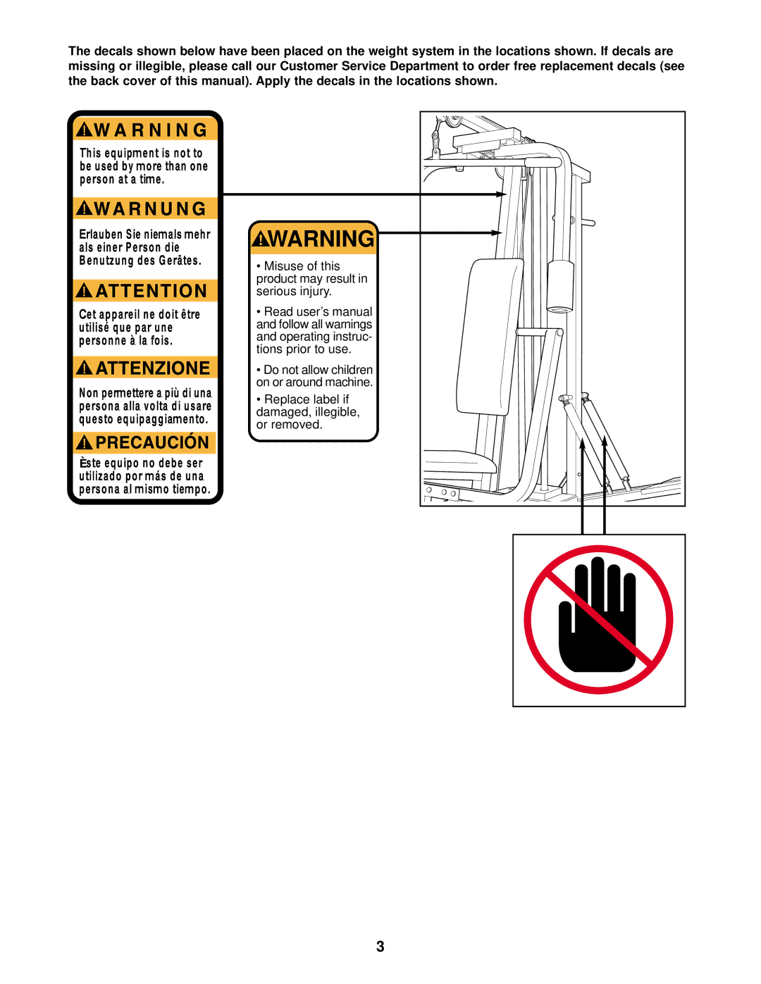 Weider WEEVSY87210 user manual 