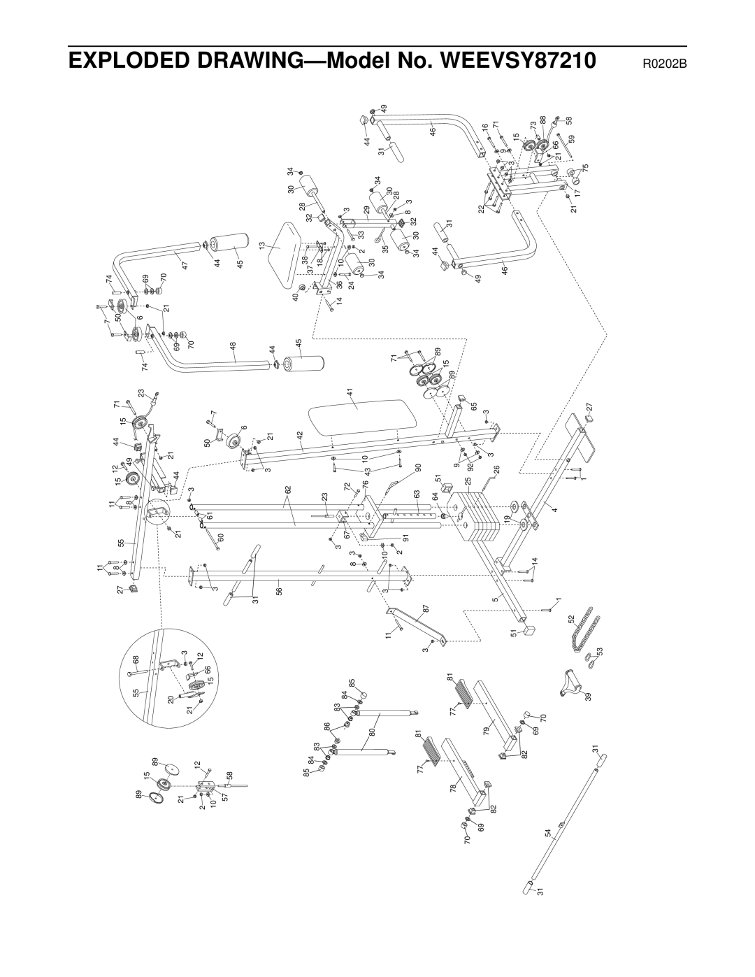 Weider WEEVSY87210 user manual Drawing 