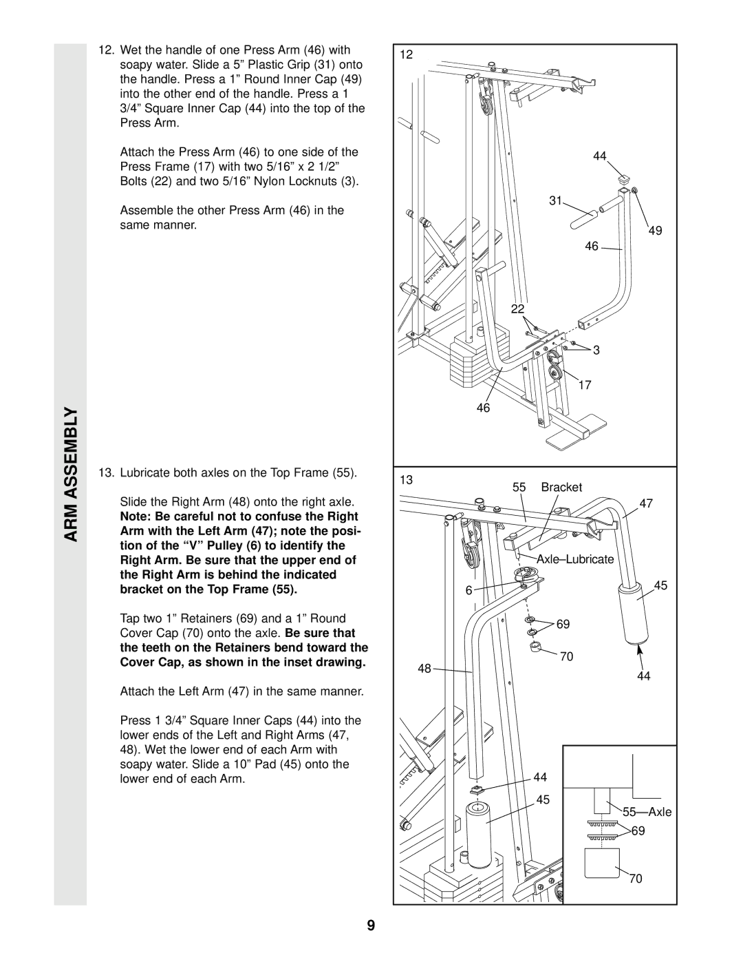 Weider WEEVSY87210 user manual Axle-Lubricate 