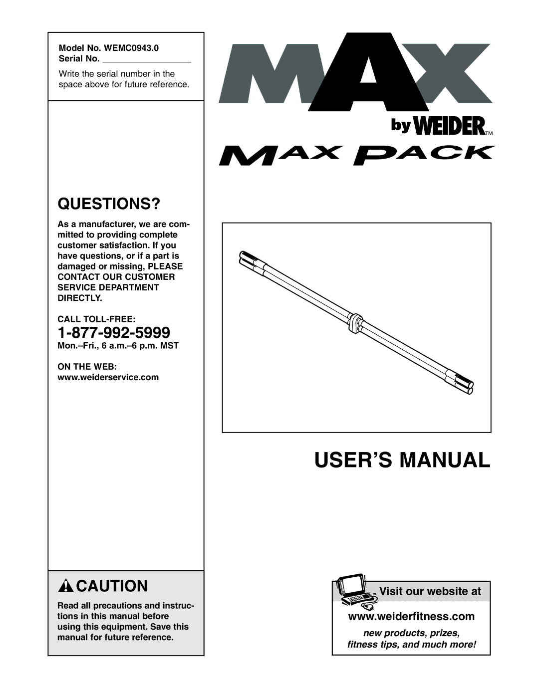 Weider WEMC0943.0 user manual Questions?, On the WEB 