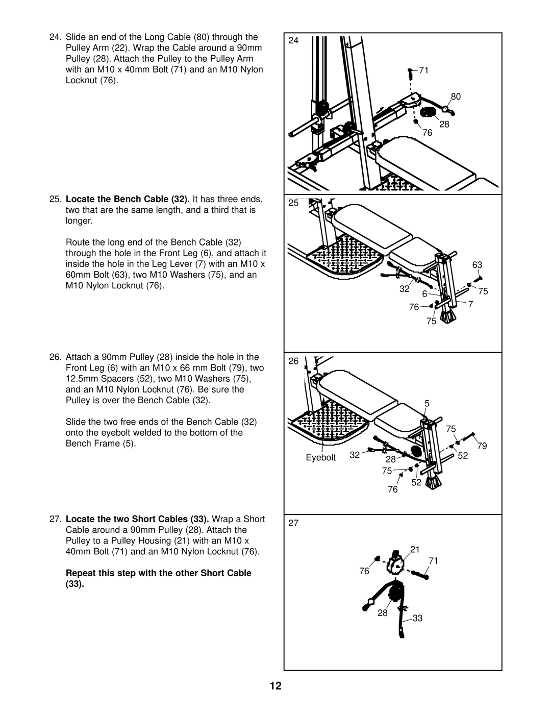 Weider WESY09320 user manual Eyebolt 