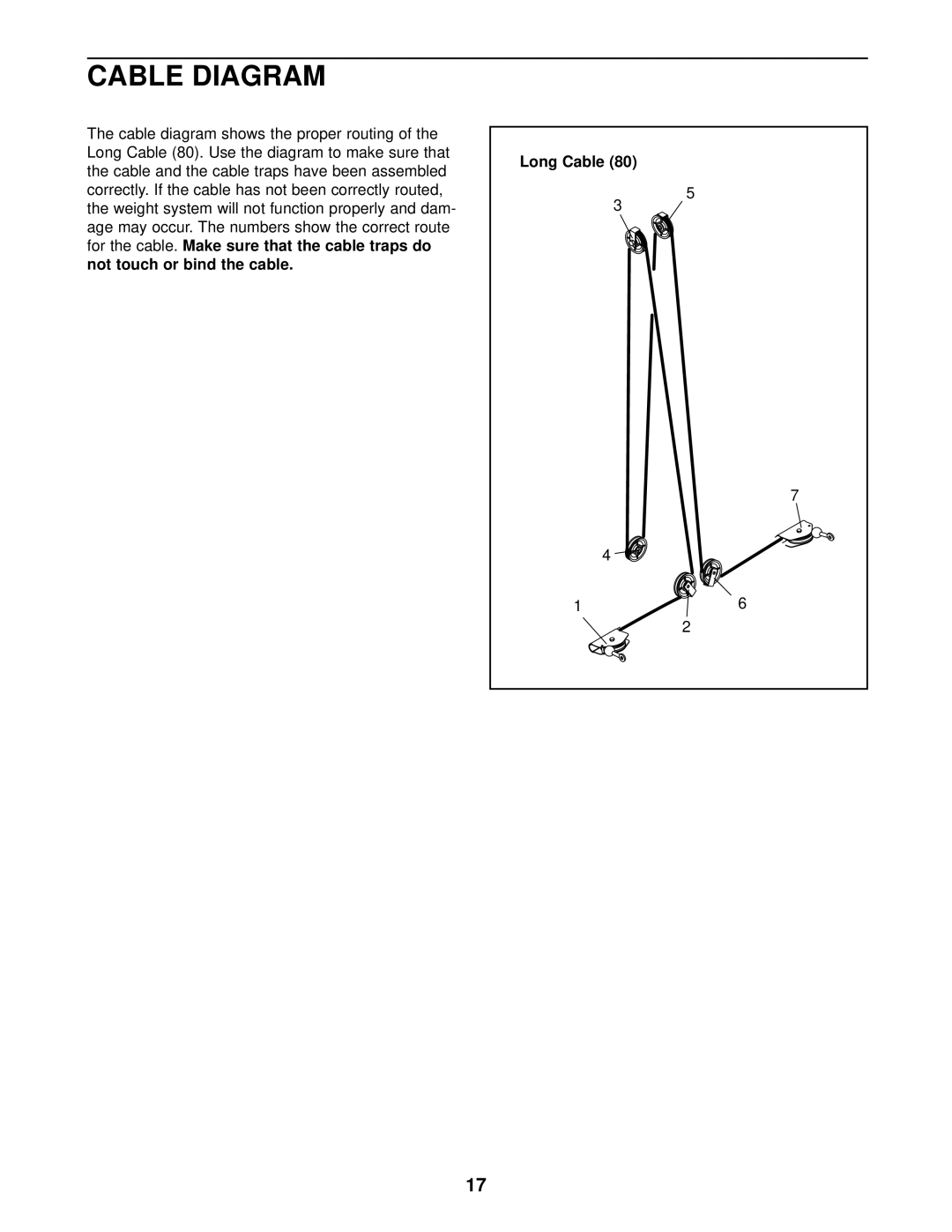 Weider WESY09320 user manual Cable Diagram, Long Cable 