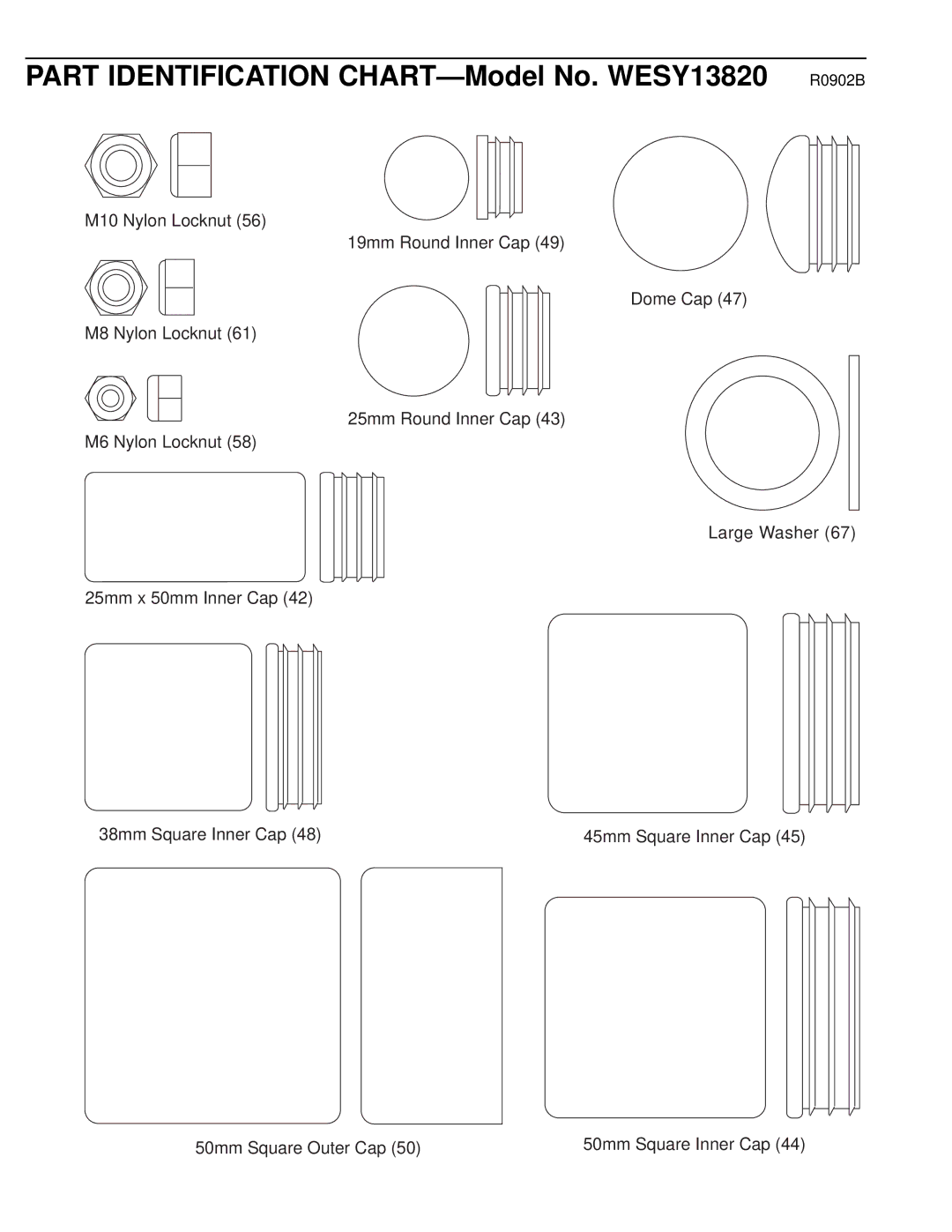 Weider user manual Part Identification CHART-Model No. WESY13820, R0902B 