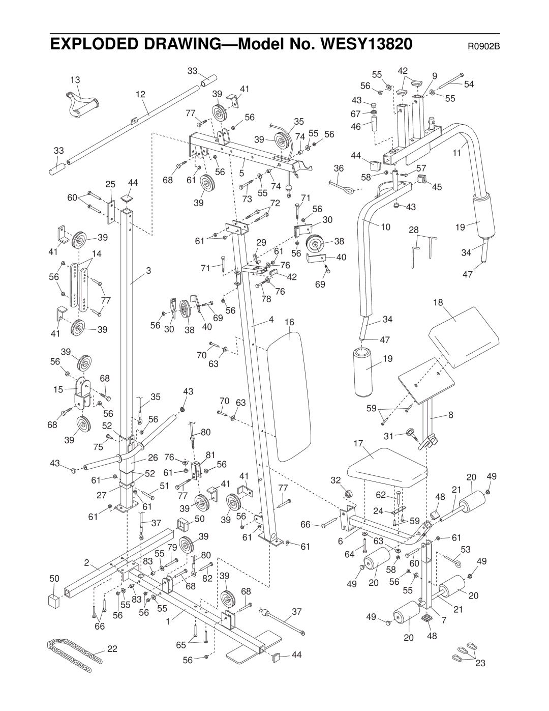 Weider user manual Exploded DRAWING-Model No. WESY13820 