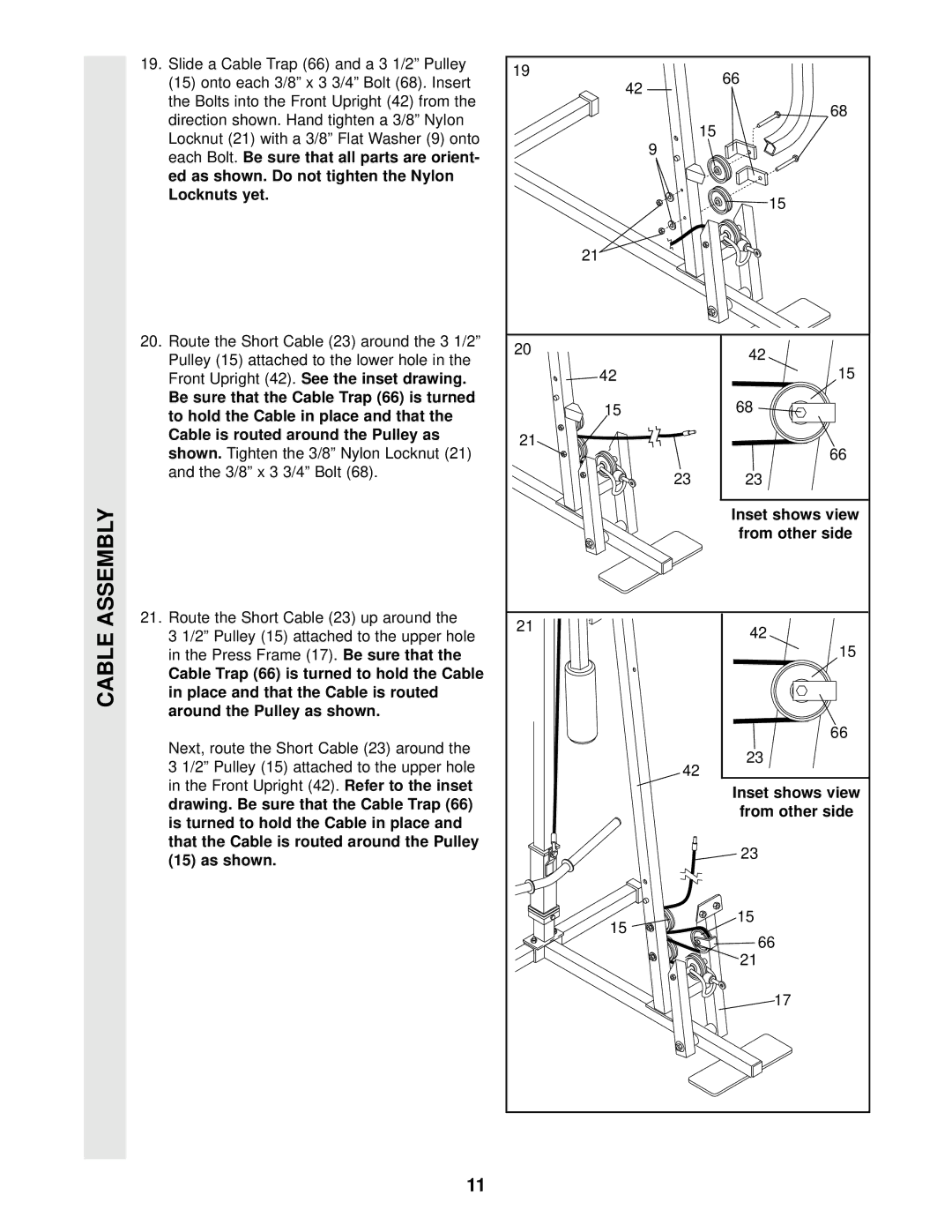 Weider WESY16010 user manual Inset shows view, From other side 