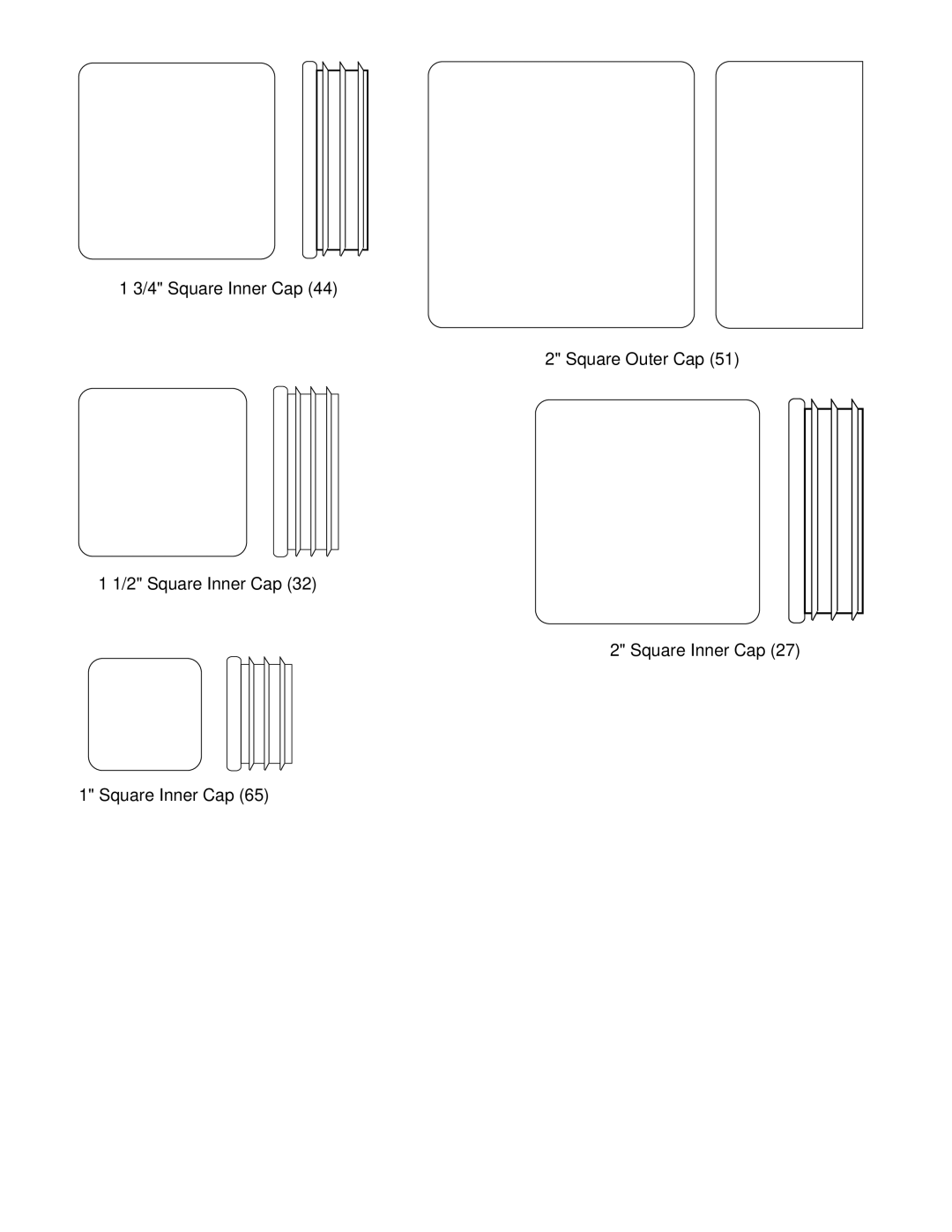 Weider WESY16010 user manual Square Inner Cap Square Outer Cap 2 Square Inner Cap 