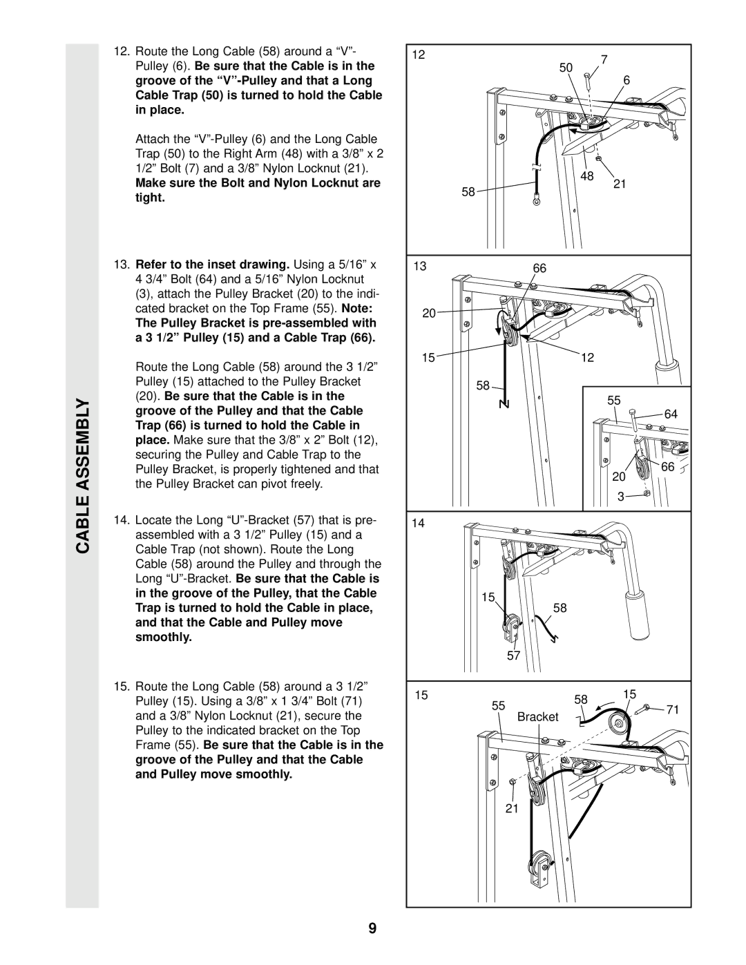 Weider WESY16010 user manual Cable Assembly 