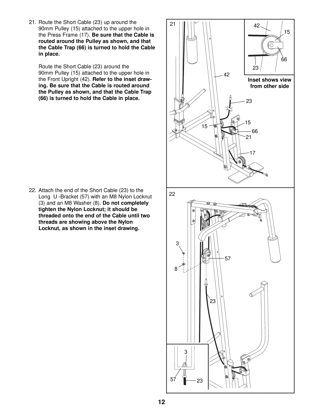 Weider WESY17011 user manual Inset shows view 