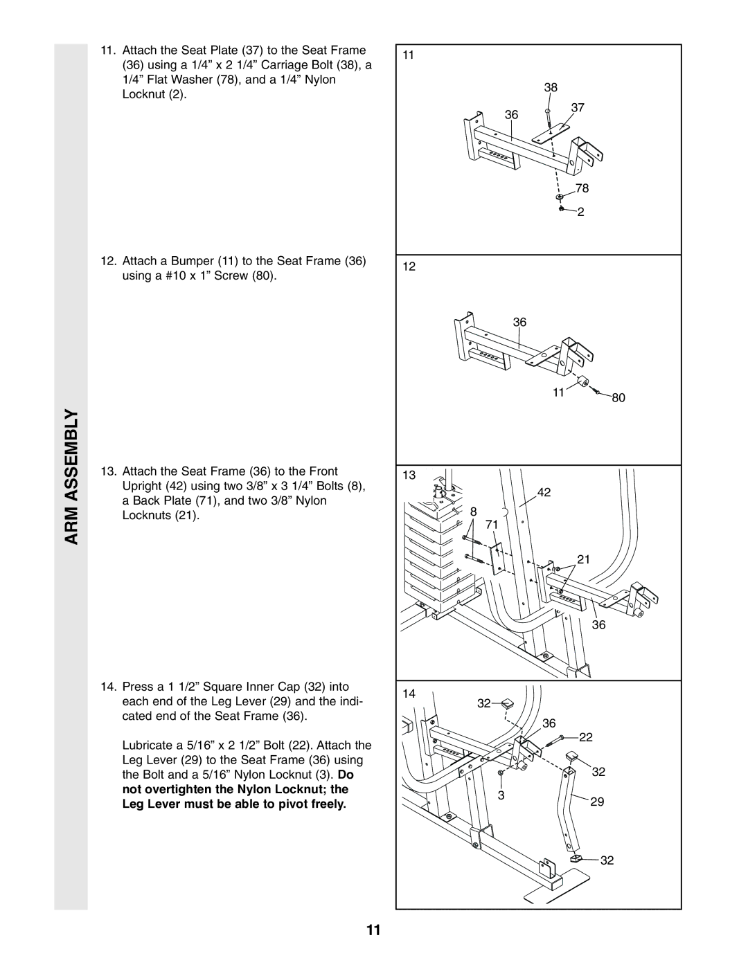 Weider WESY19001 user manual ARM Assembly 