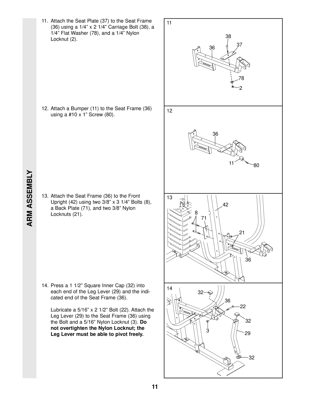 Weider WESY19002 user manual ARM Assembly 