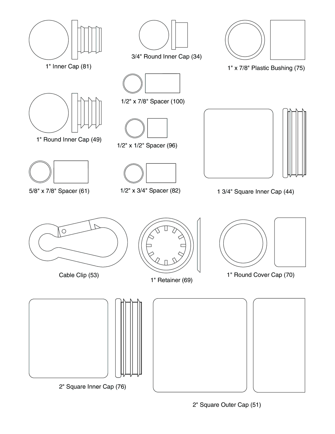 Weider WESY19610 user manual Round Inner Cap 