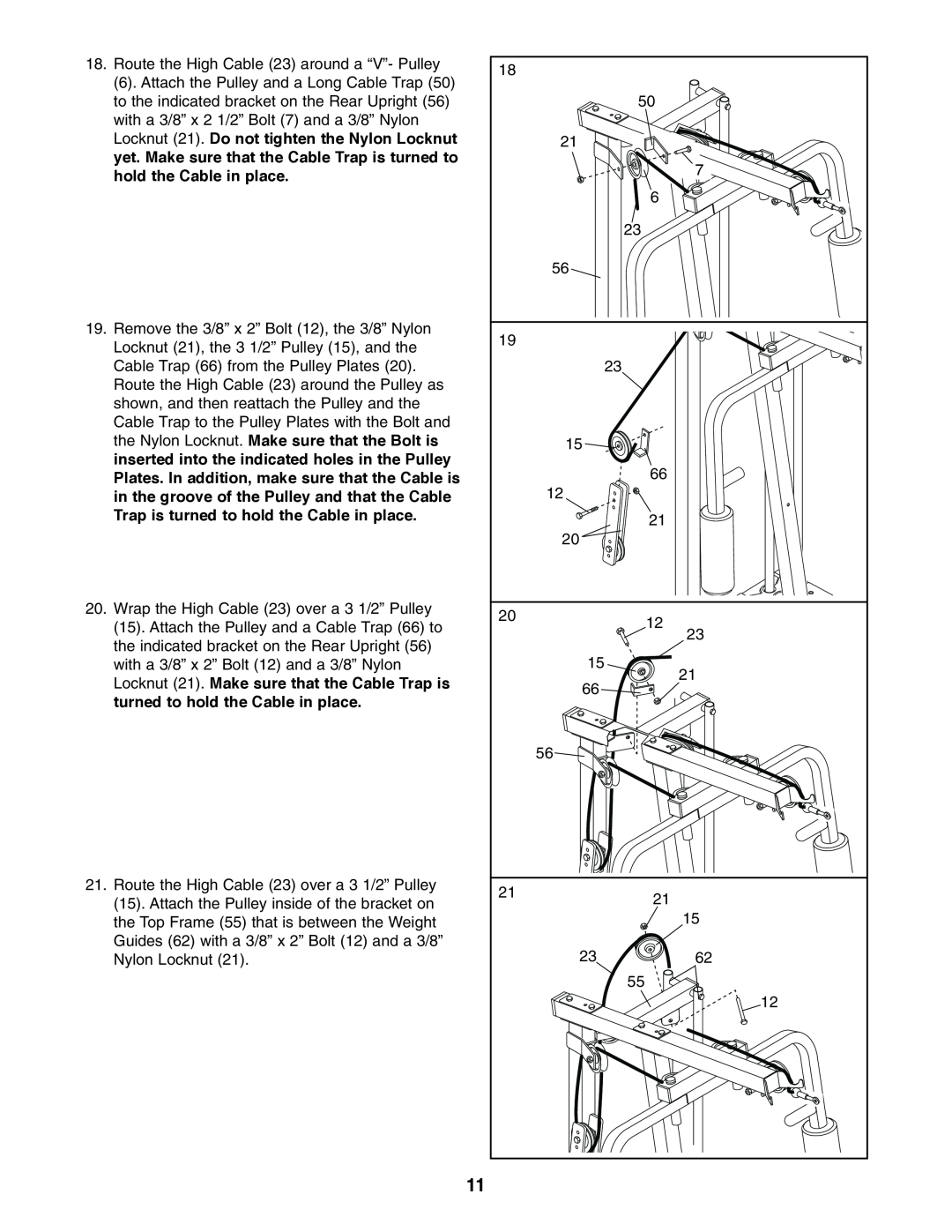 Weider WESY19610 user manual Route the High Cable 23 around a “V”- Pulley 