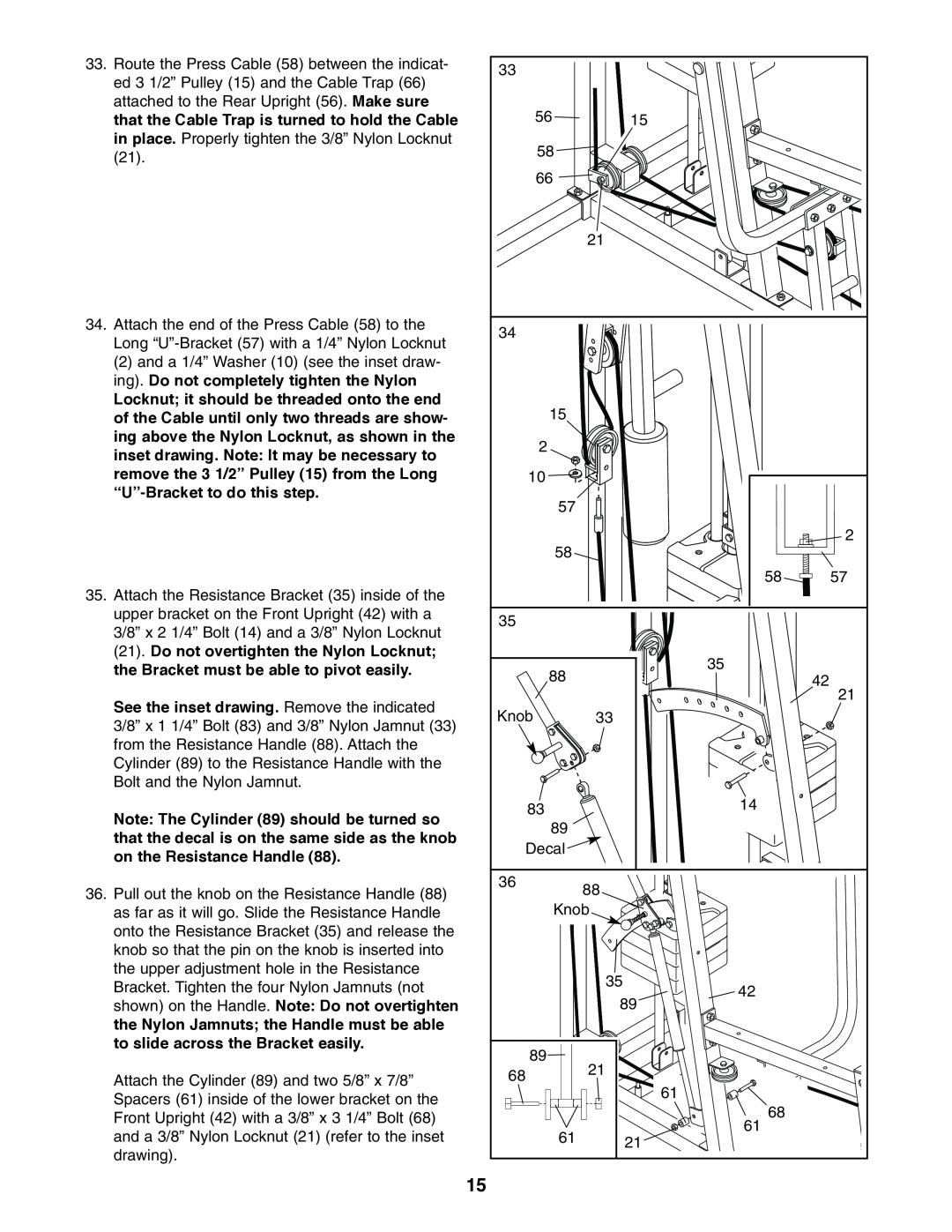 Weider WESY19610 user manual 