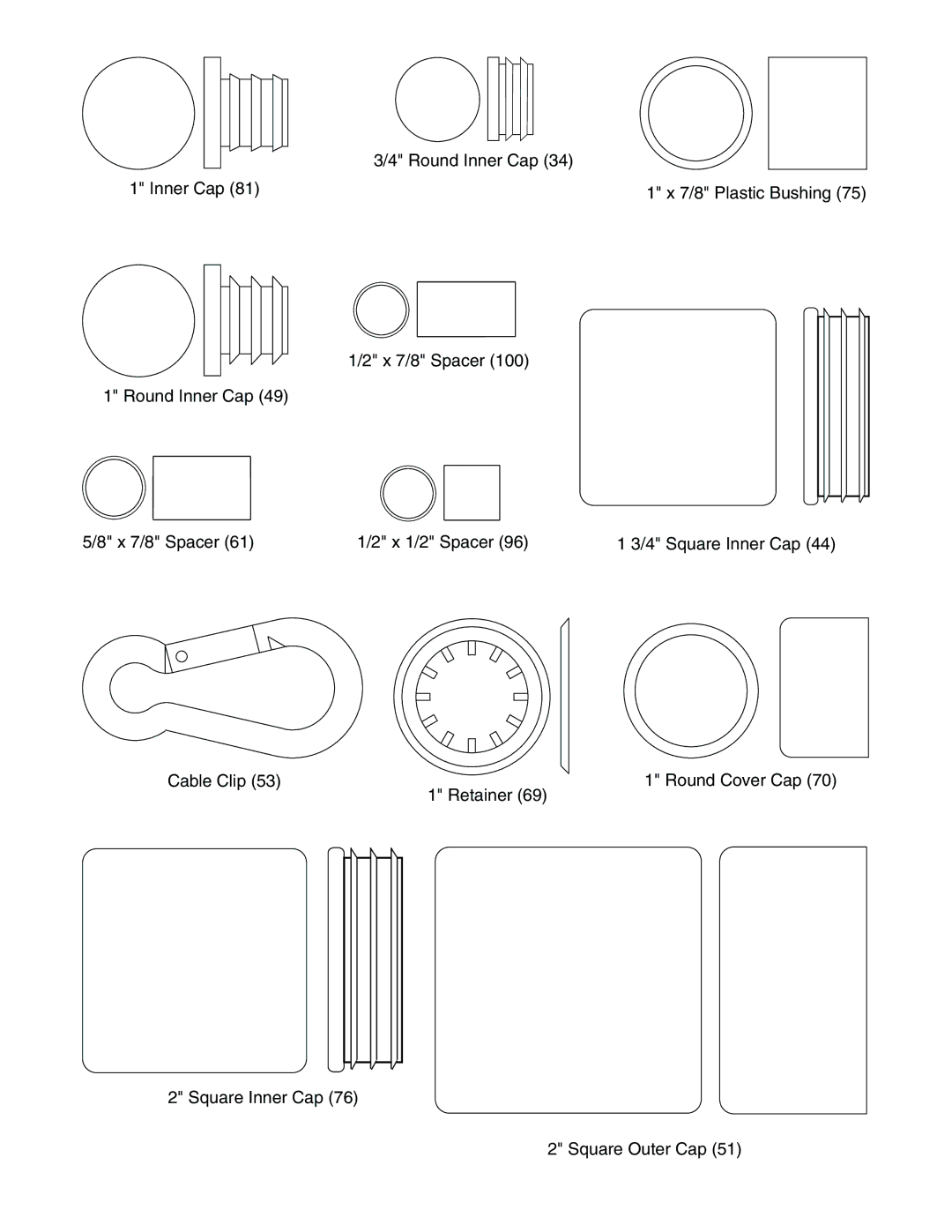 Weider WESY19611 user manual Round Inner Cap 