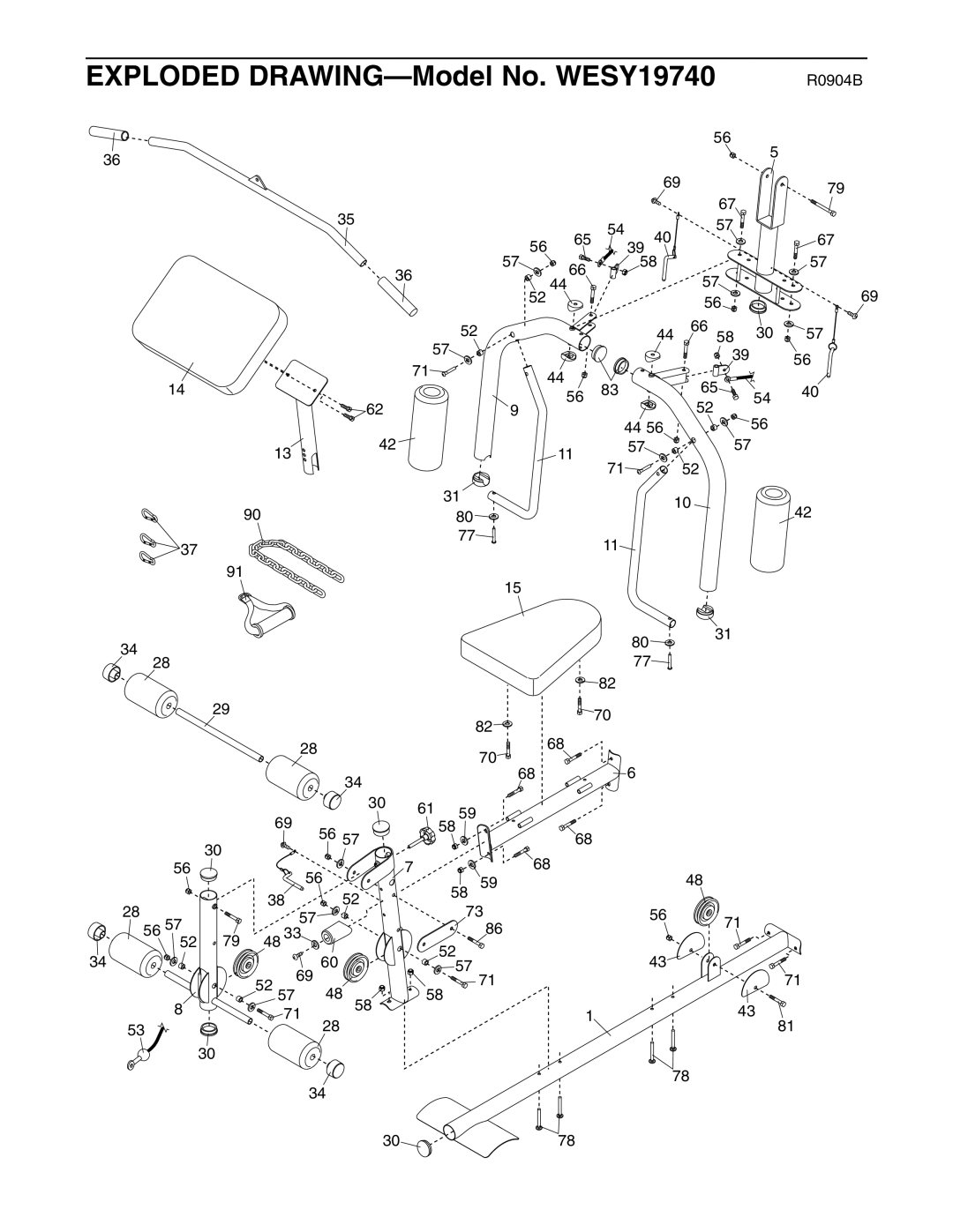 Weider user manual Exploded DRAWING-Model No. WESY19740 