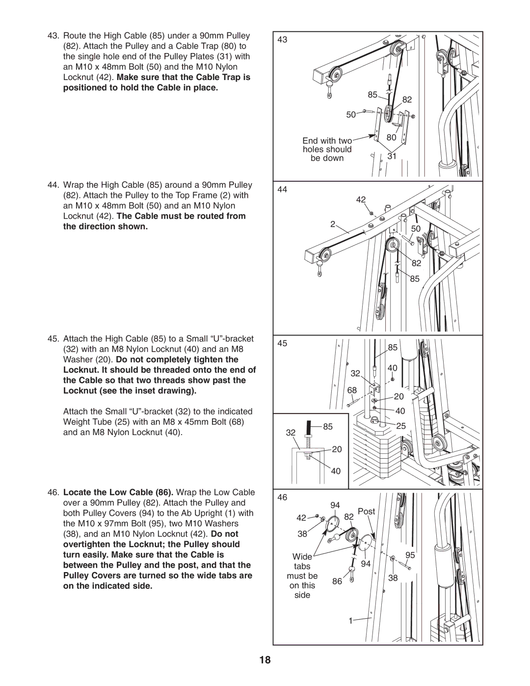 Weider WESY26331 user manual End with two Holes should Be down 