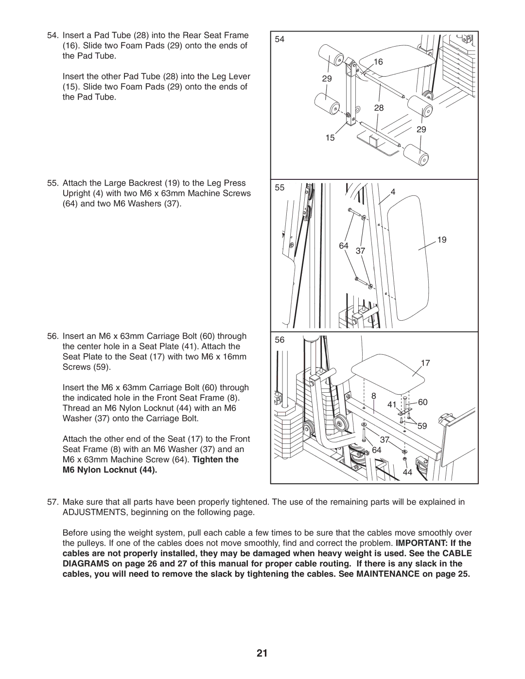 Weider WESY26331 user manual M6 Nylon Locknut 