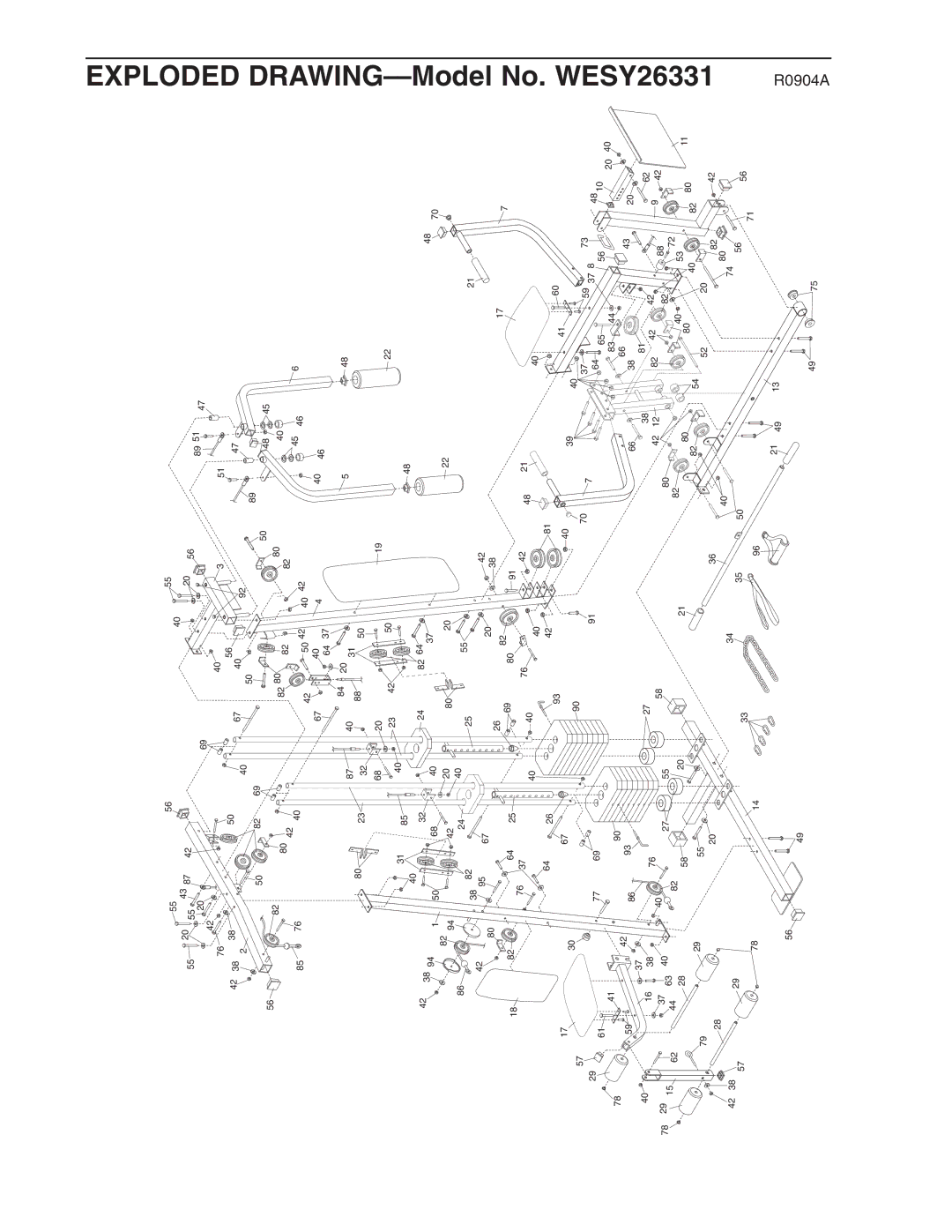 Weider user manual Exploded DRAWING-Model No. WESY26331 