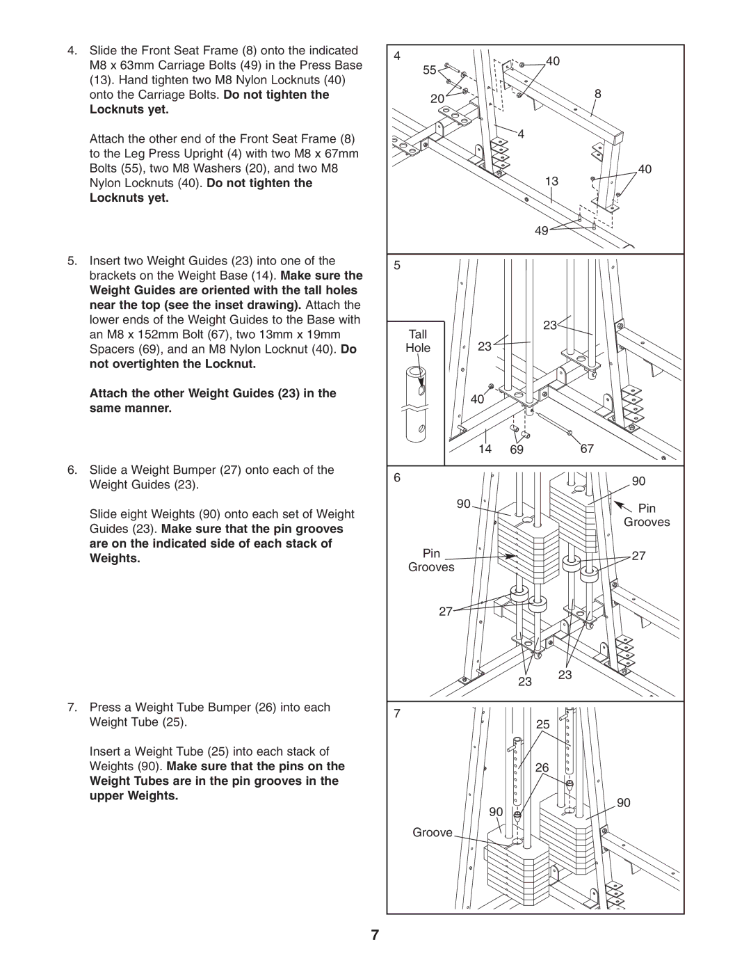 Weider WESY26331 user manual Weights 