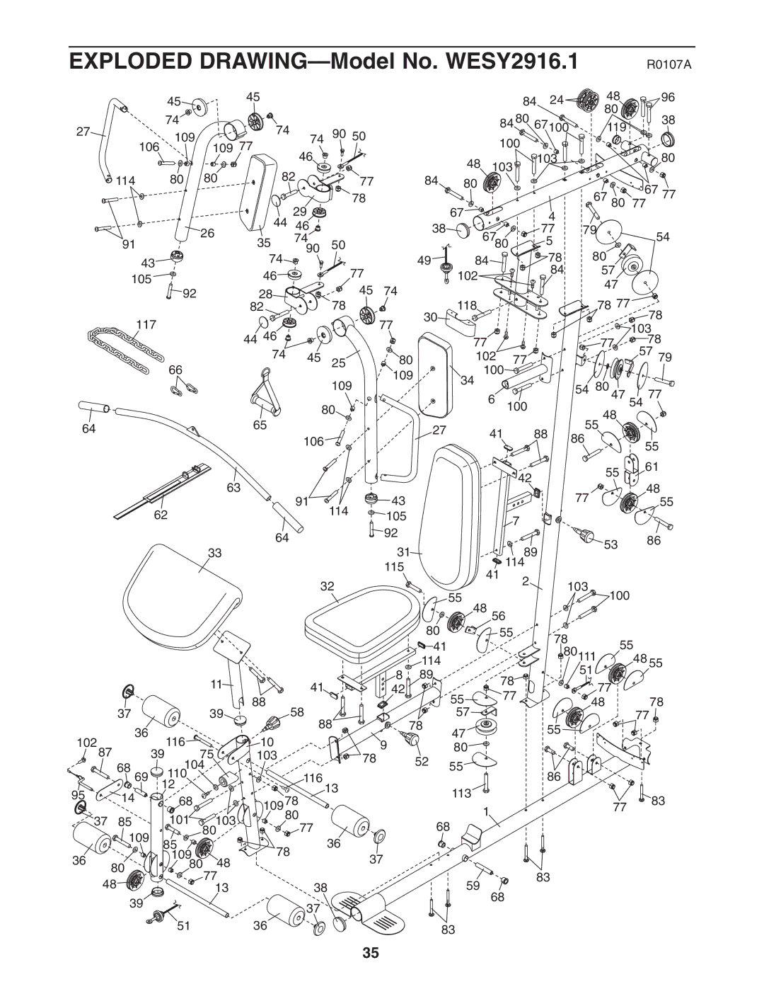 Weider WESY2916.1 user manual 100 119 109 106 103 114 102 105 118 117 116 104 110 101 115 