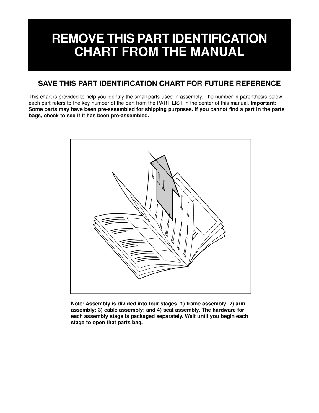 Weider WESY29510 user manual Remove this Part Identification Chart from the Manual 