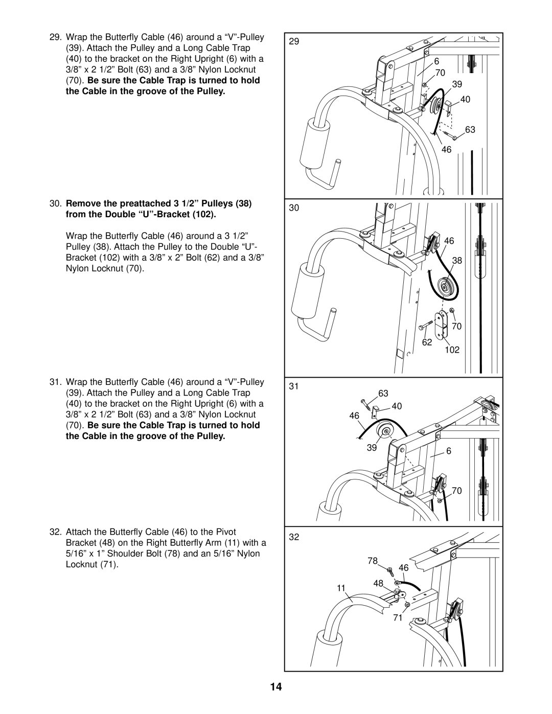 Weider WESY29520 user manual Cable in the groove of the Pulley 