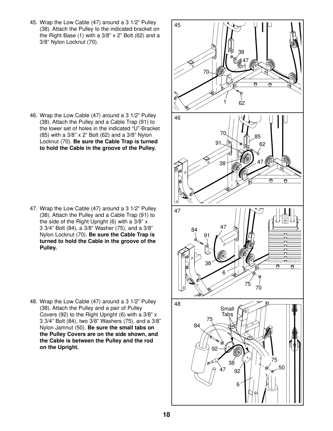 Weider WESY29520 user manual Bolt 84, a 3/8 Washer 75, and a 3/8, Locknut 