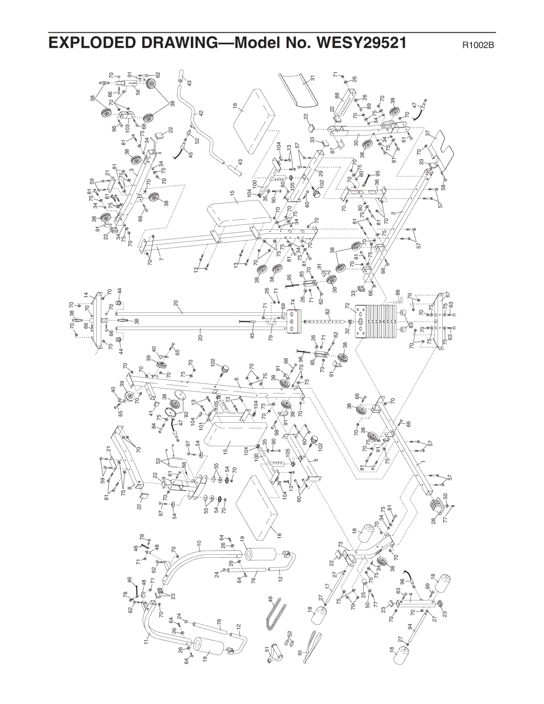 Weider user manual Exploded DRAWING-Model No. WESY29521 