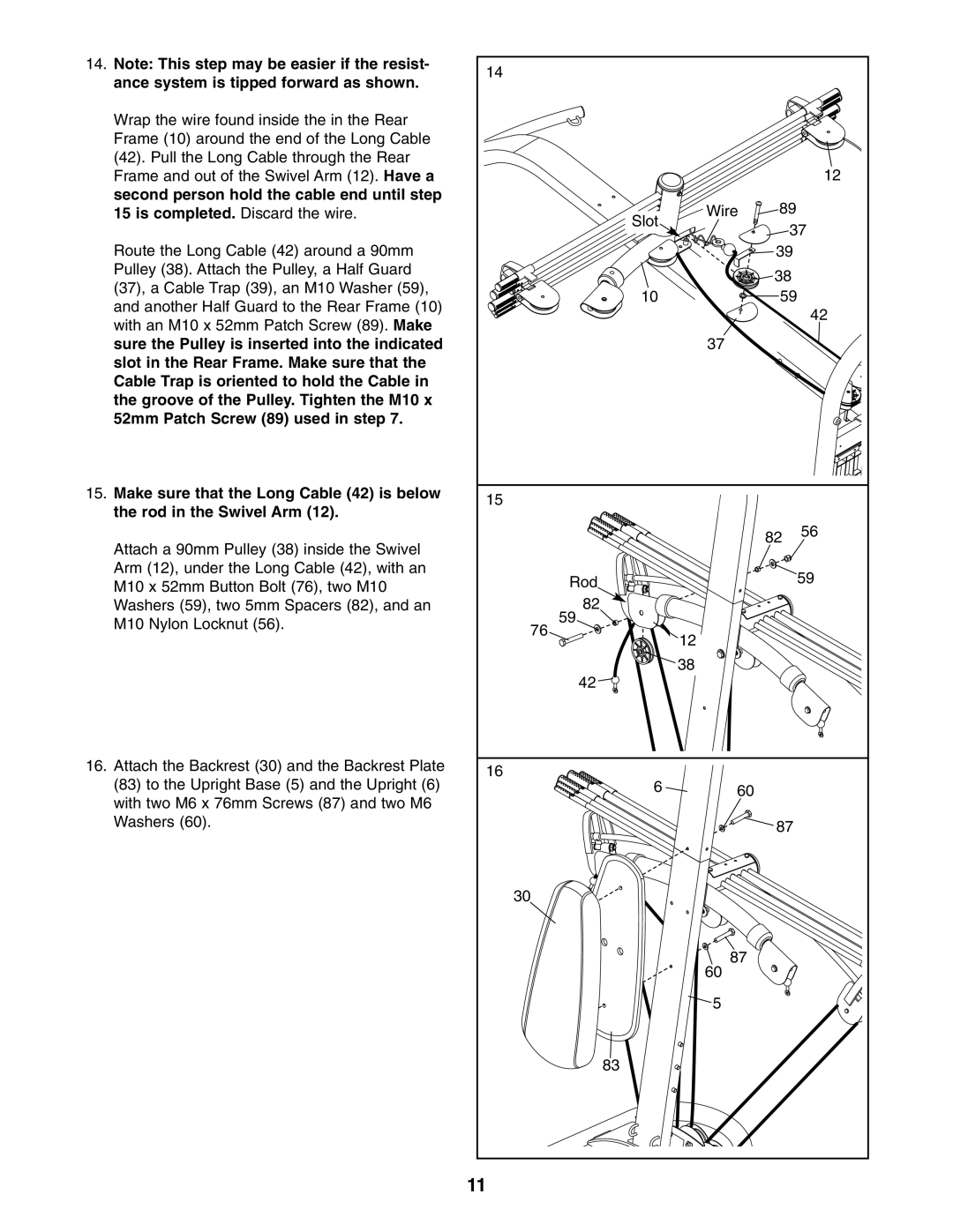 Weider WESY2966.0 user manual Second person hold the cable end until step, Is completed. Discard the wire 