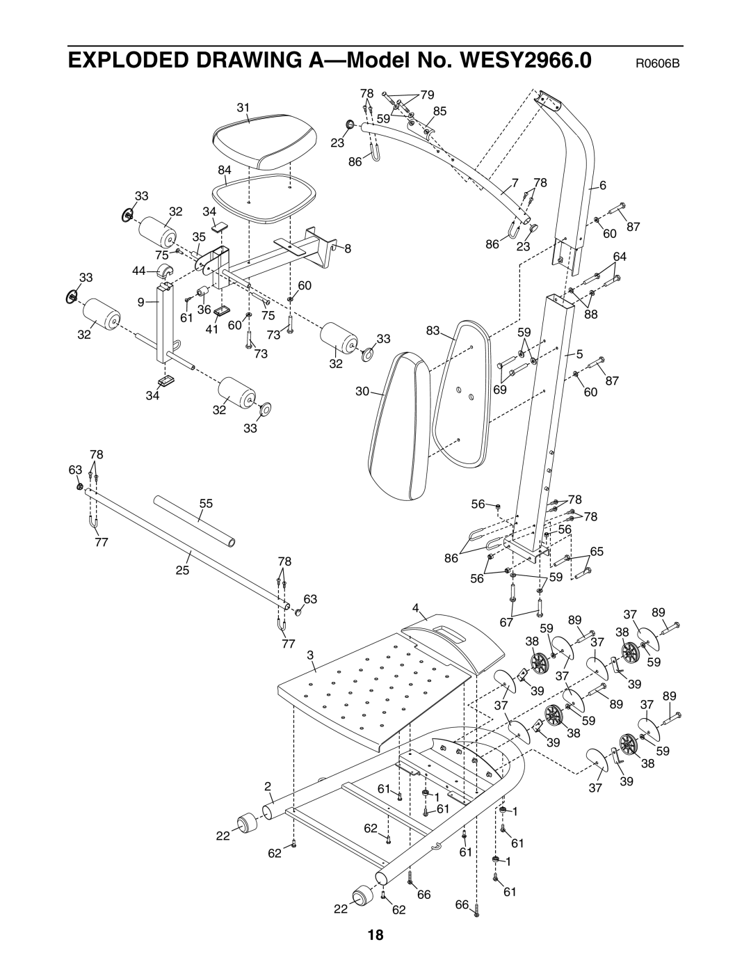 Weider user manual Exploded Drawing A-Model No. WESY2966.0 