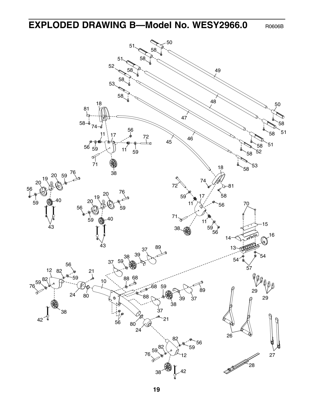 Weider user manual Exploded Drawing B-Model No. WESY2966.0 R0606B 