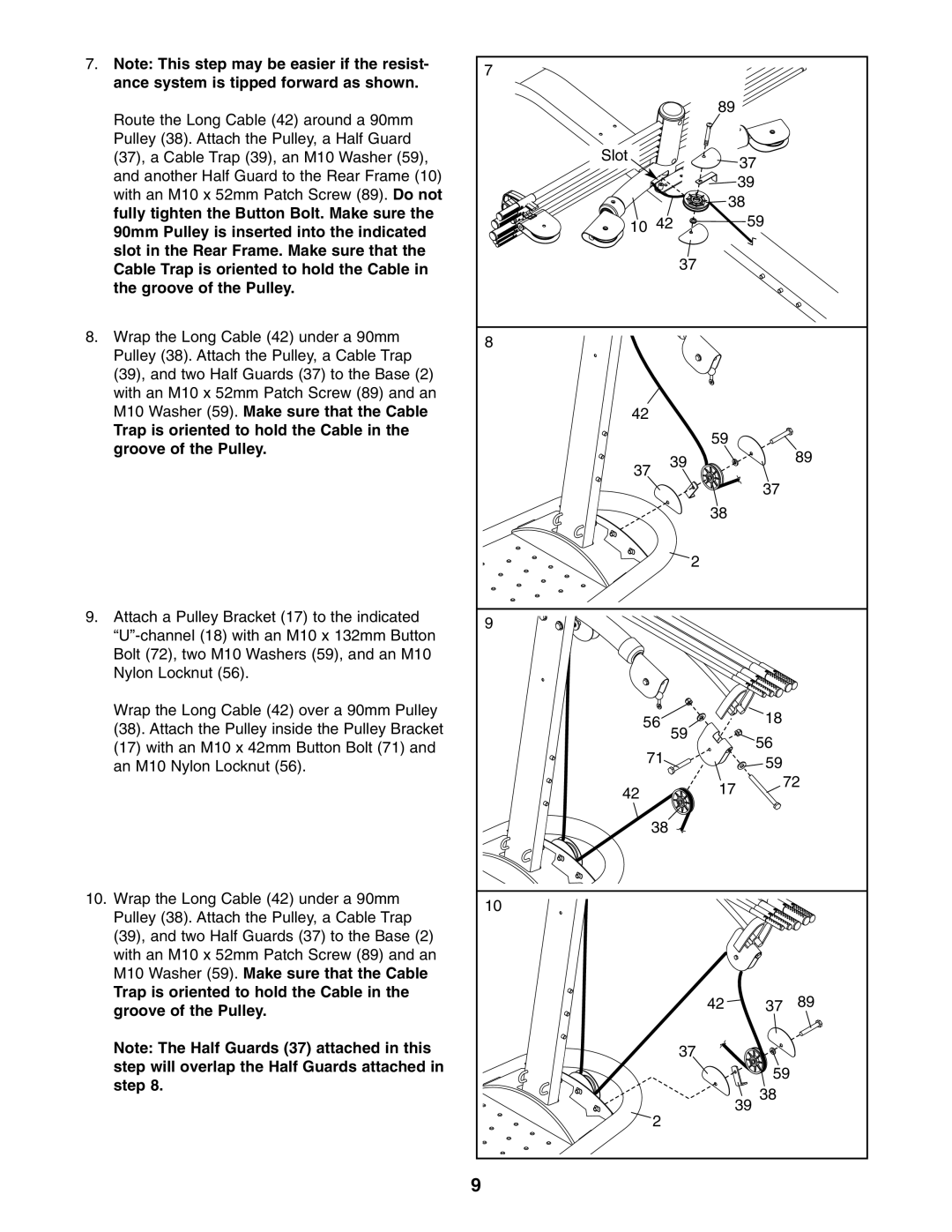 Weider WESY2966.0 user manual Ance system is tipped forward as shown 