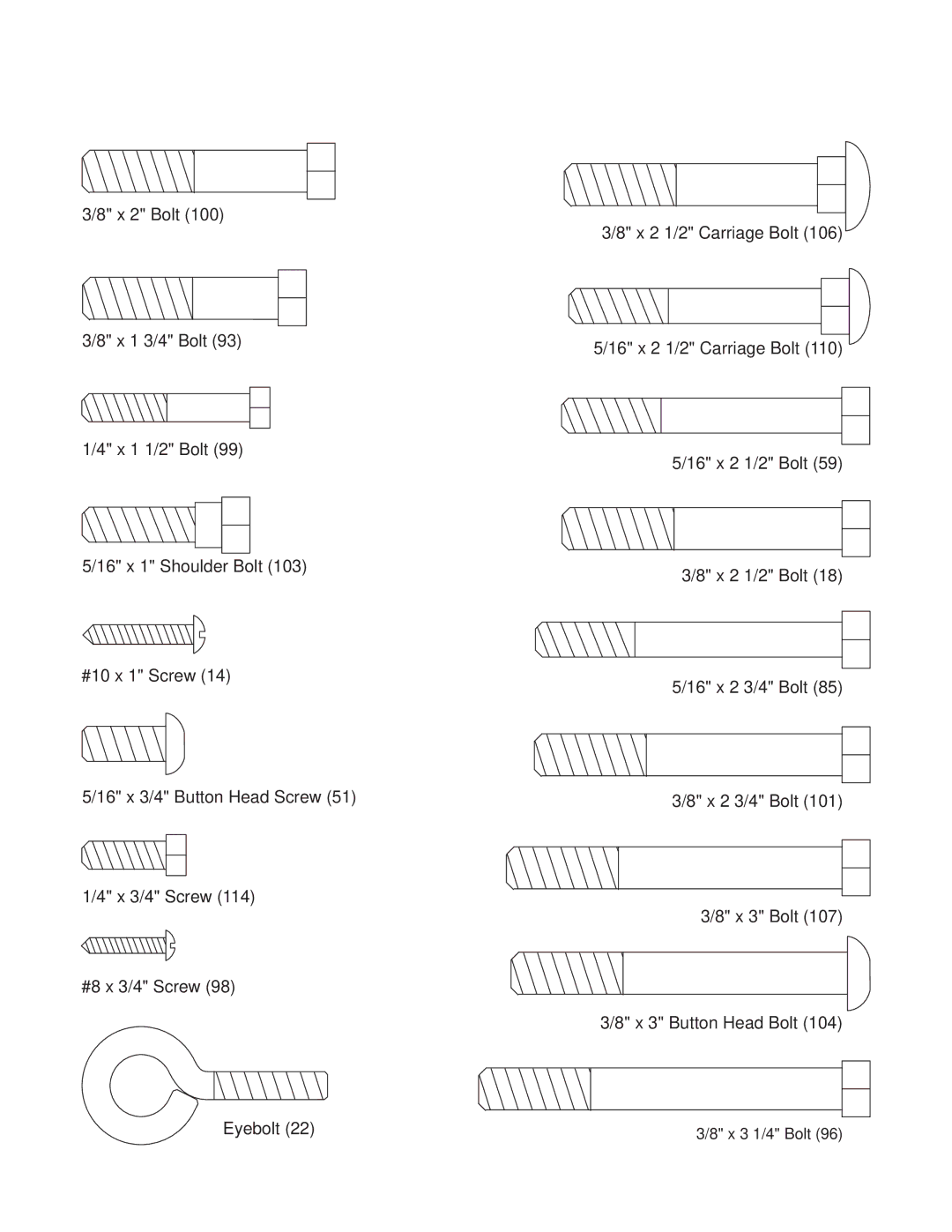 Weider WESY38320 user manual X 3 1/4 Bolt 