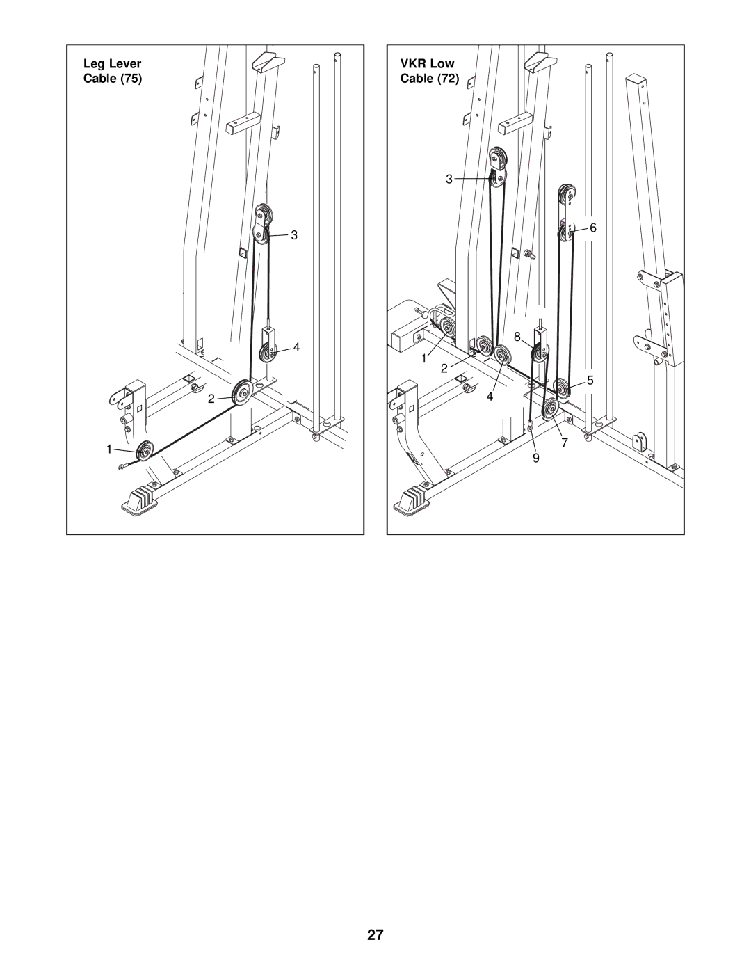 Weider WESY38321 user manual Leg Lever, VKR Low 