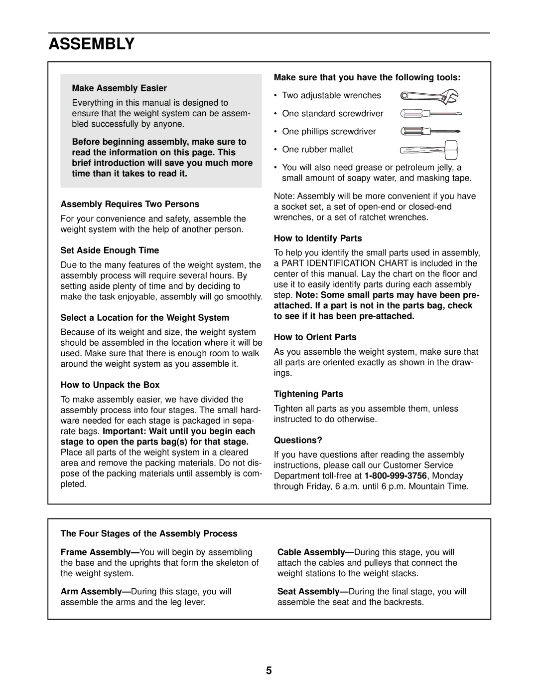 Weider WESY38321 user manual Assembly 