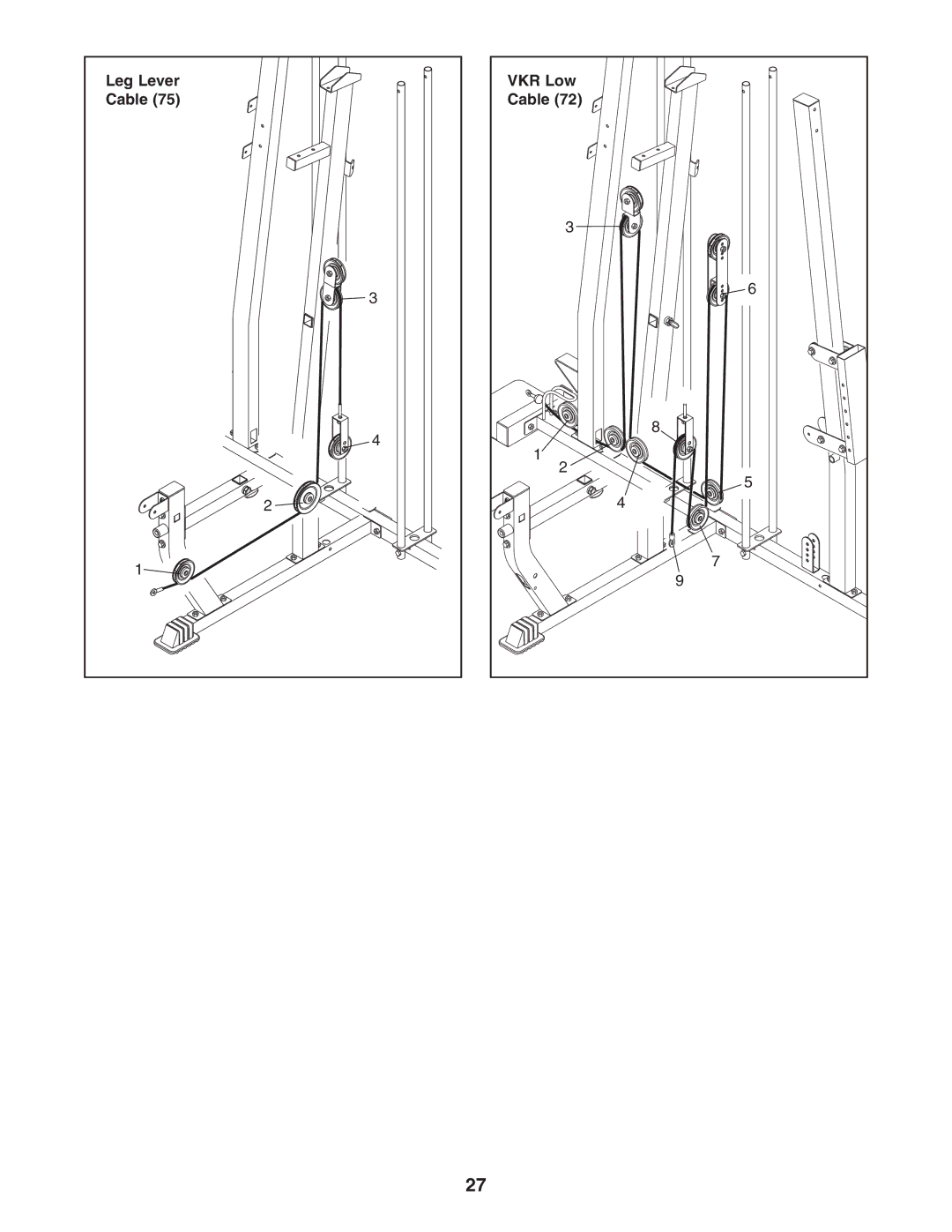 Weider WESY38322 user manual Leg Lever, VKR Low 