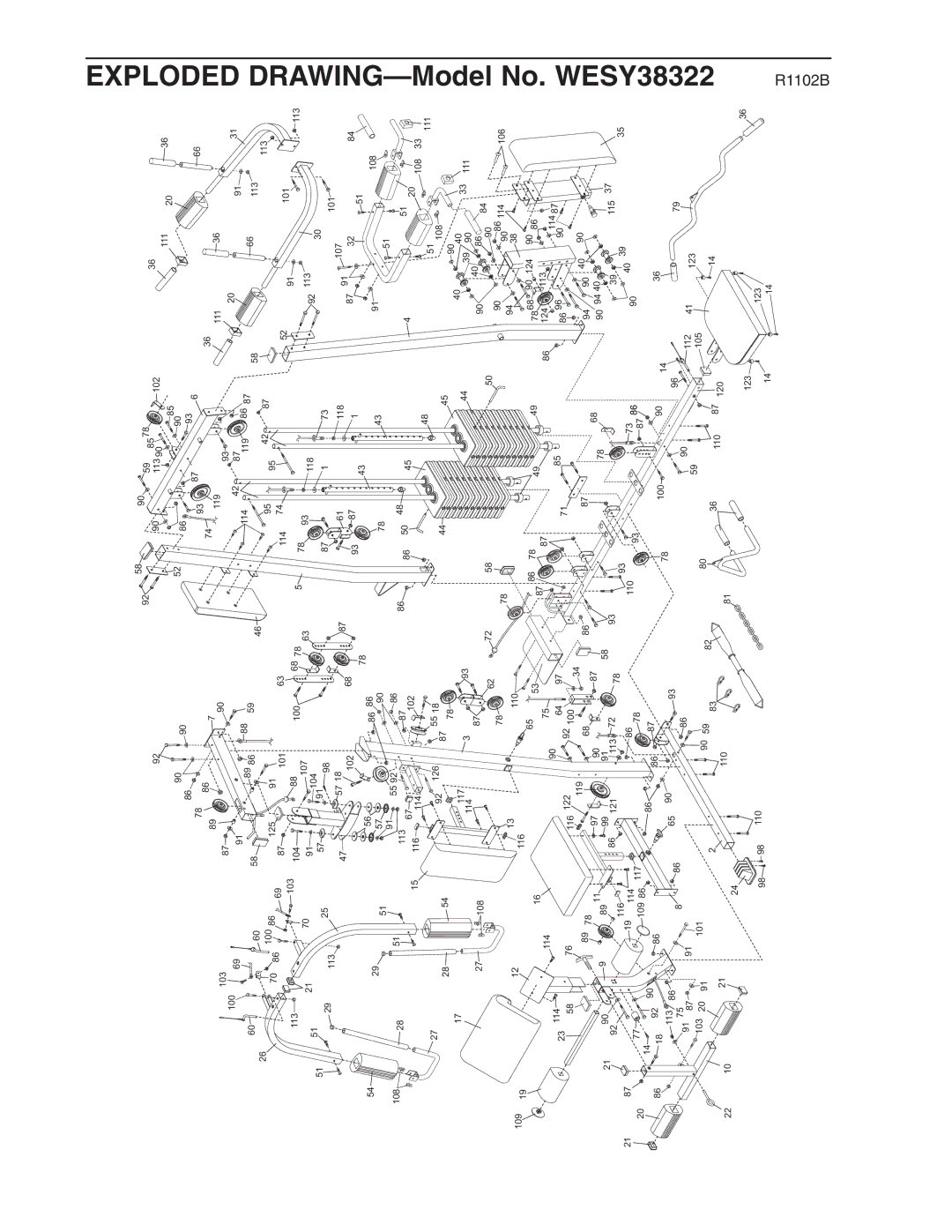 Weider user manual Exploded DRAWING-Model No. WESY38322 