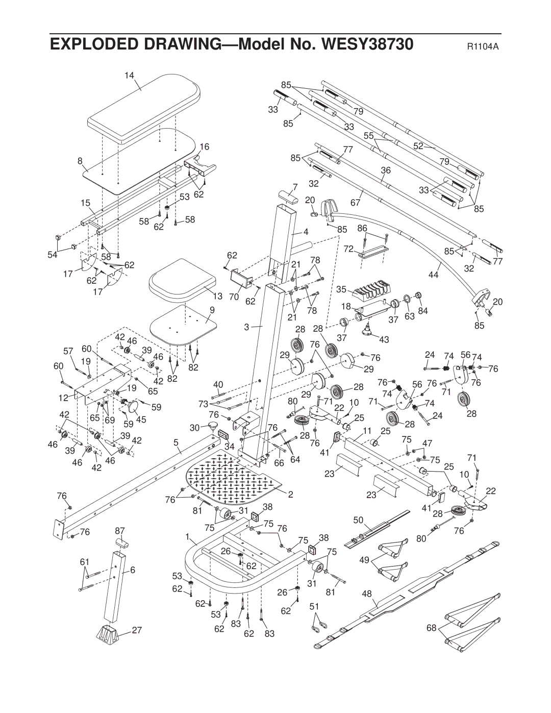 Weider user manual Exploded DRAWING-Model No. WESY38730 