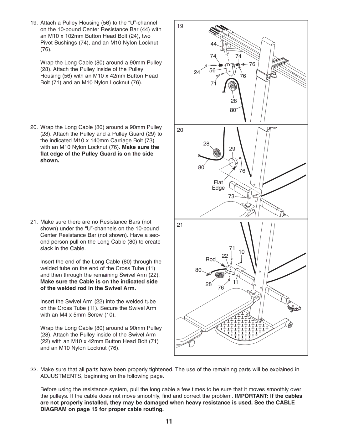 Weider WESY3873.2 user manual Flat edge of the Pulley Guard is on the side Shown 