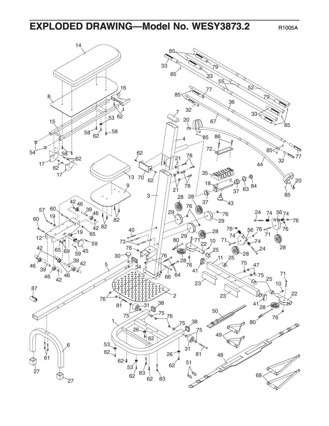 Weider user manual EXPLODED DRAWING-Model No. WESY3873.2, R1005A 