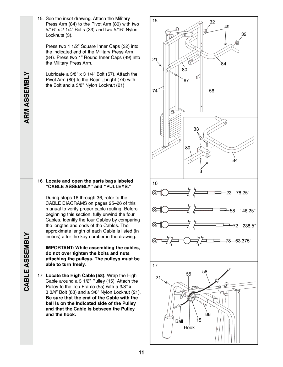 Weider WESY39200 user manual ARM Assembly Cable Assembly 