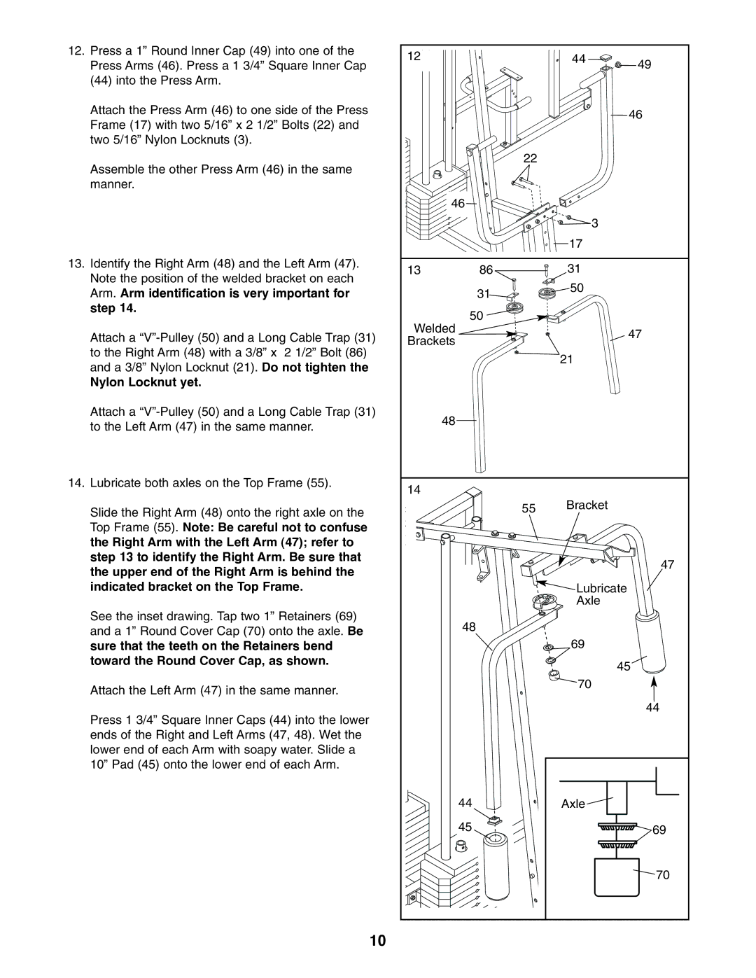 Weider WESY39310 user manual Nylon Locknut yet 