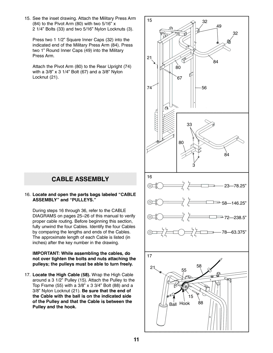 Weider WESY39310 user manual Cable Assembly 