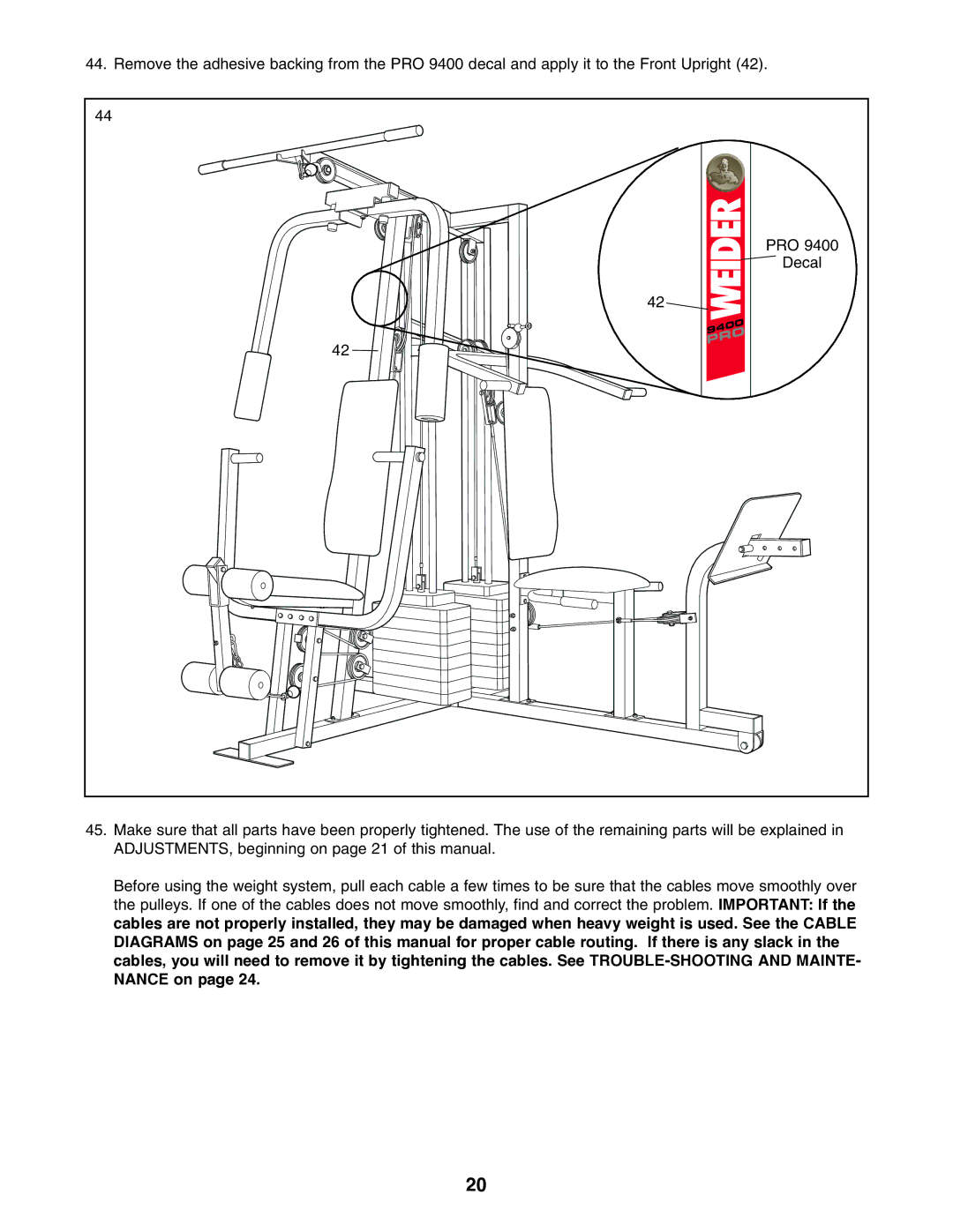 Weider WESY39310 user manual 