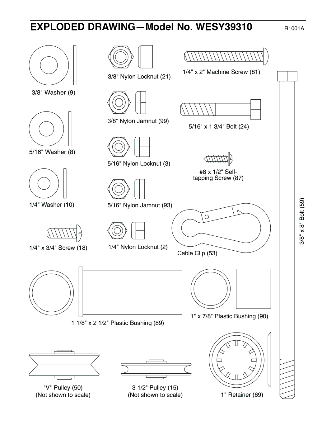 Weider user manual Exploded DRAWING-Model No. WESY39310 