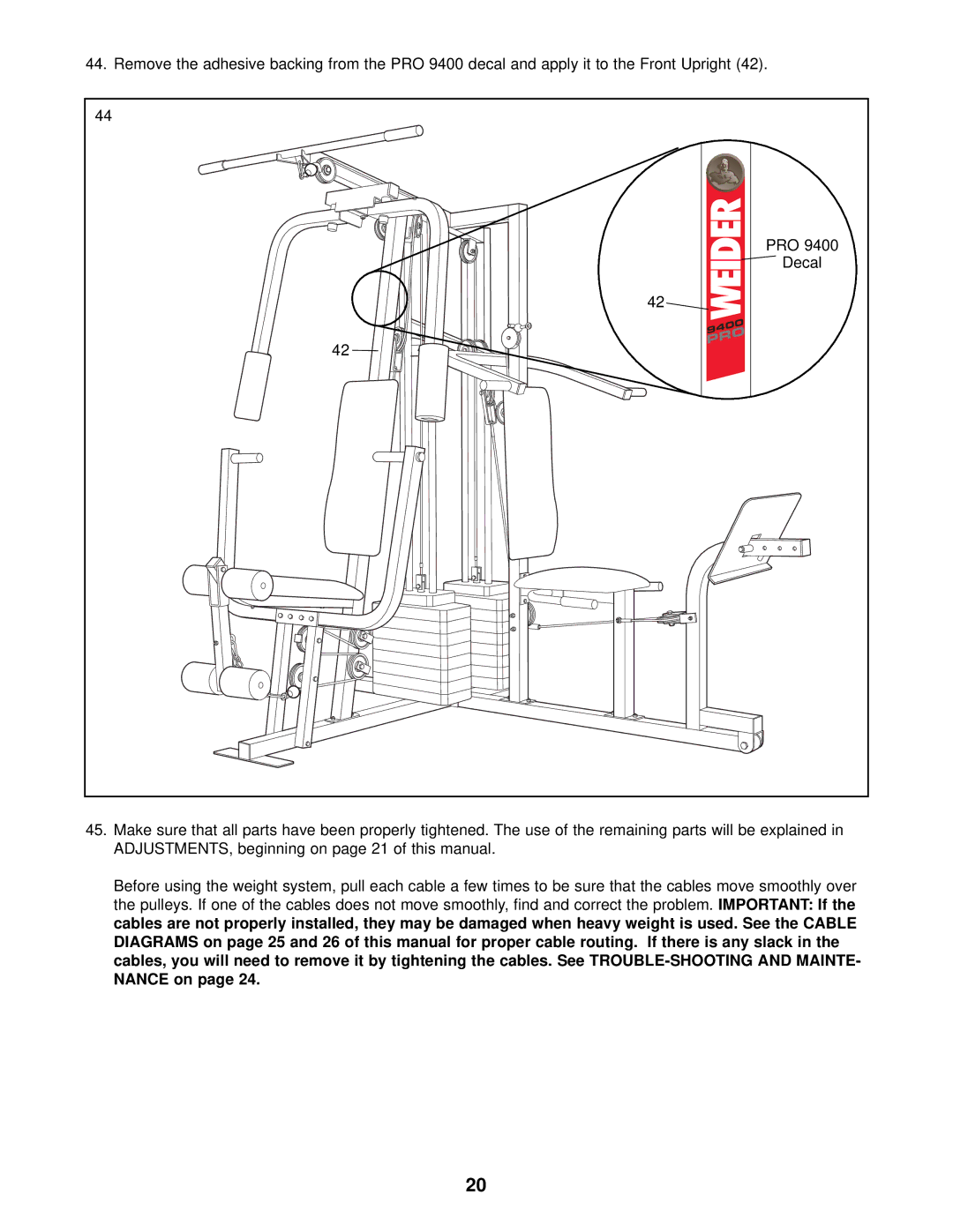 Weider WESY39311 user manual 